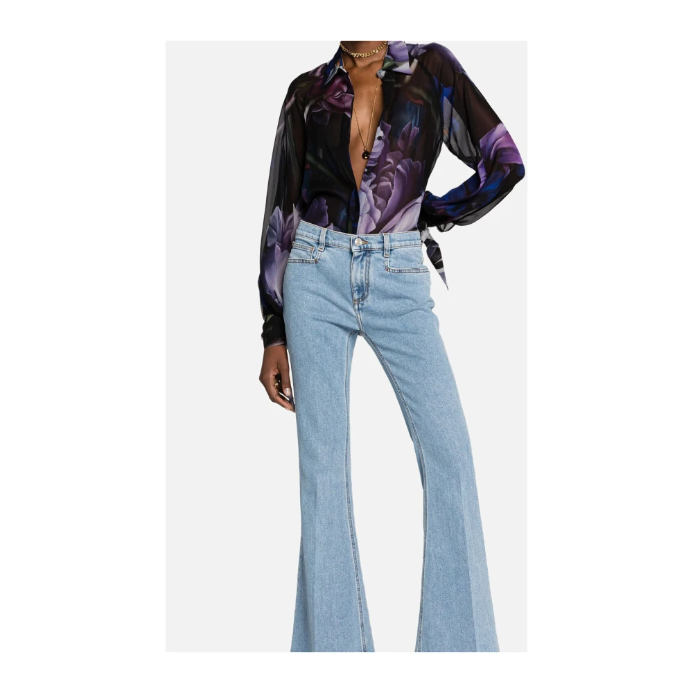 Roberto Cavalli Zijden Bloemenprint Top Gemaakt in Italië Purple Dames