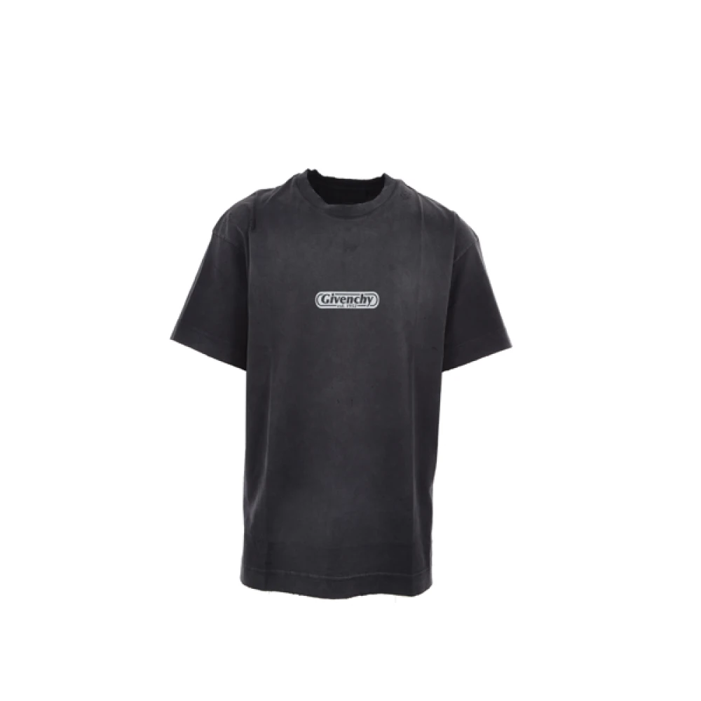Givenchy Zwart Versleten Logo Print T-shirt Black Heren