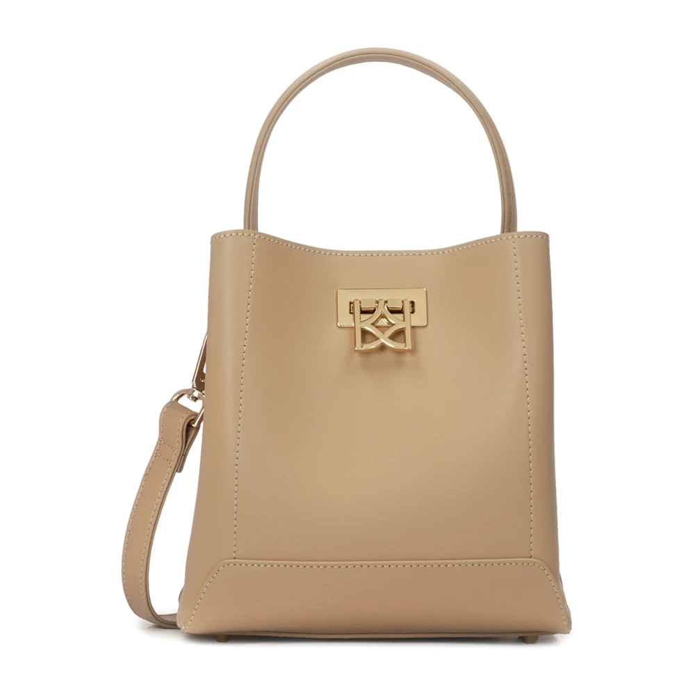 Kazar Leren tas met grote metalen sluiting Beige Dames