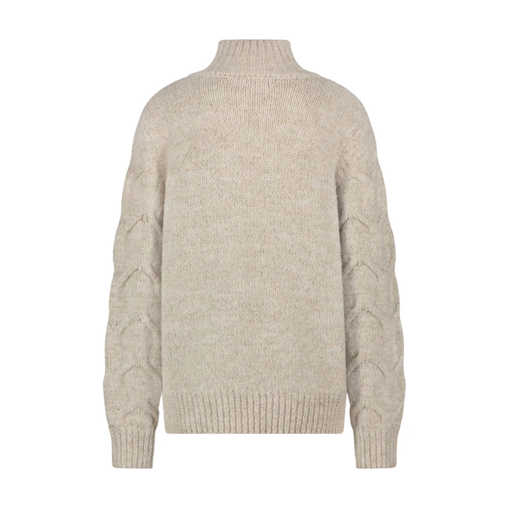 Tramontana Lurex High Neck Jumper Pullover Beige Dames