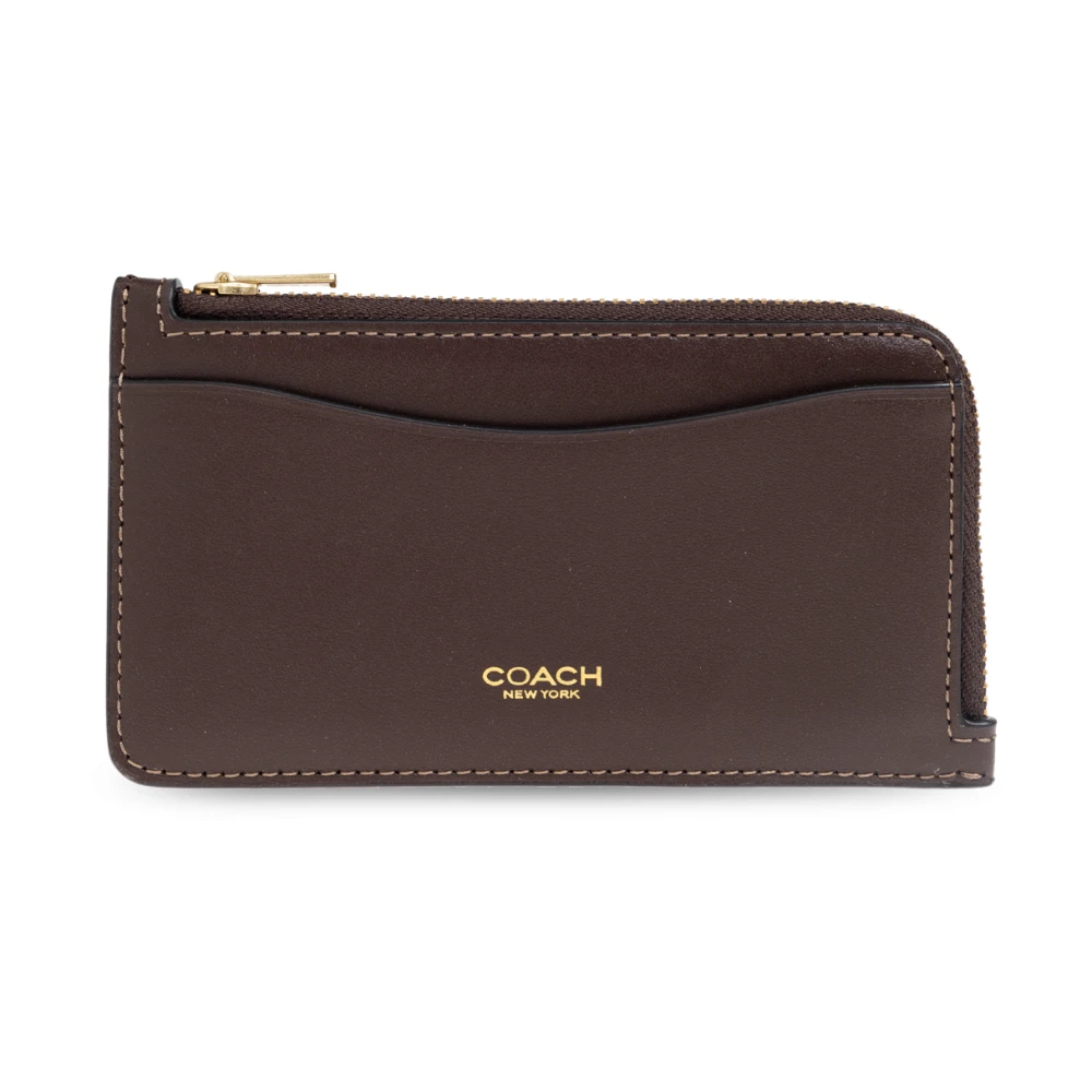 Coach Leather New York Zip Card Case - Frau Geldbörsen & Kartenhalter Brown One Size - Immagine 3