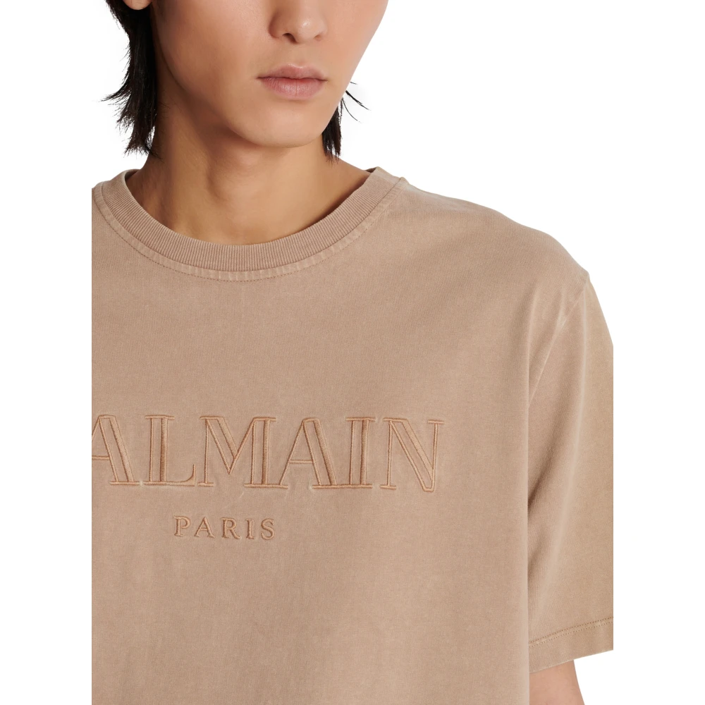 Balmain Los T-shirt met vintage borduurwerk Beige Heren