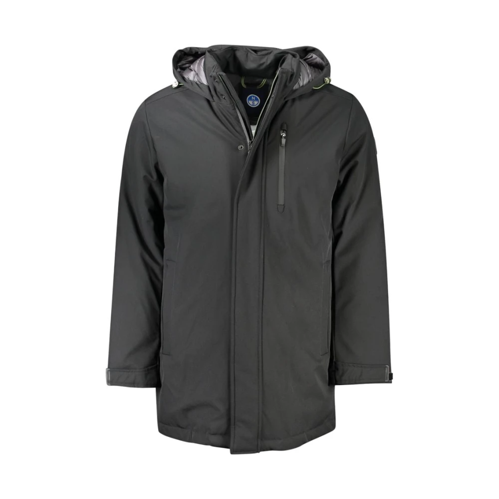 North Sails Zwarte hoodie met zakken en logo Black Heren