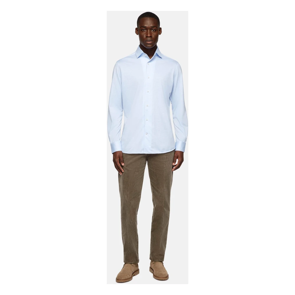 Boggi Milano Jersey Bowling Kraag Polo Shirt Reg Fit Blue Heren