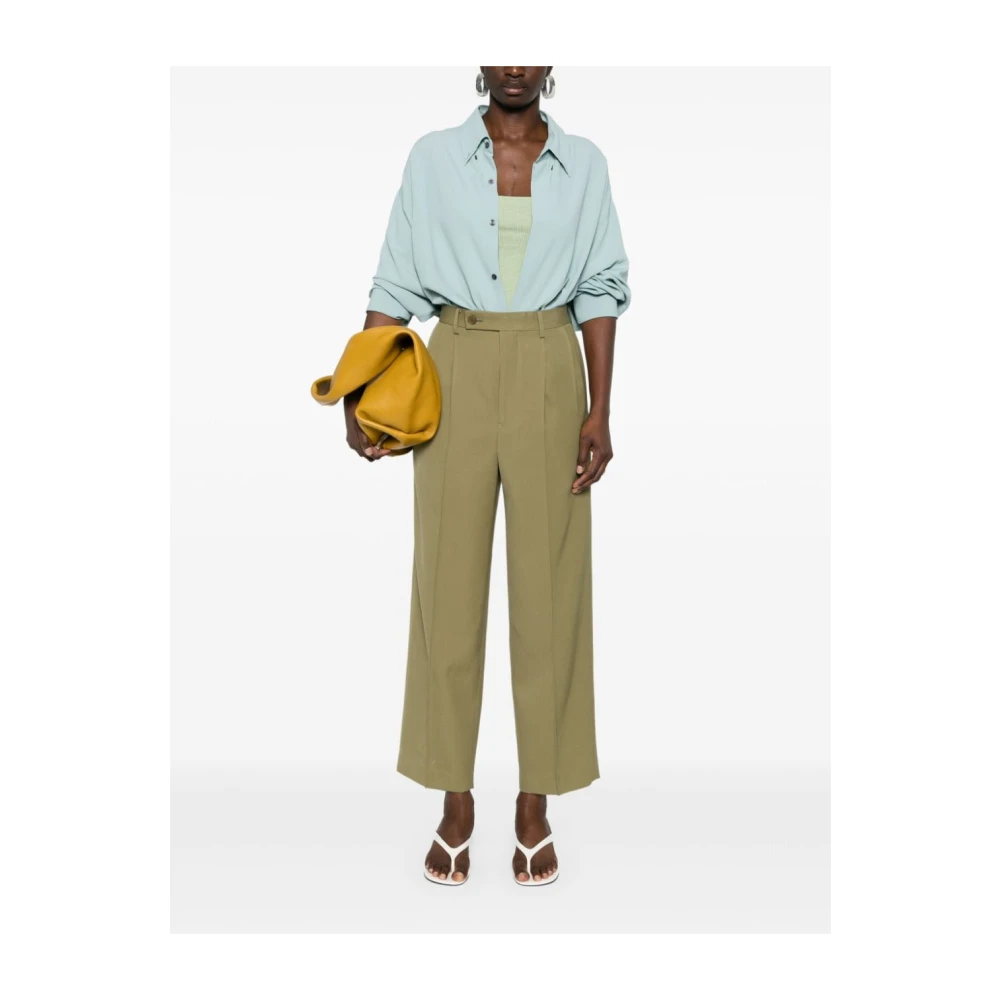 Auralee Khaki Wollen Broek met Rits Green Dames