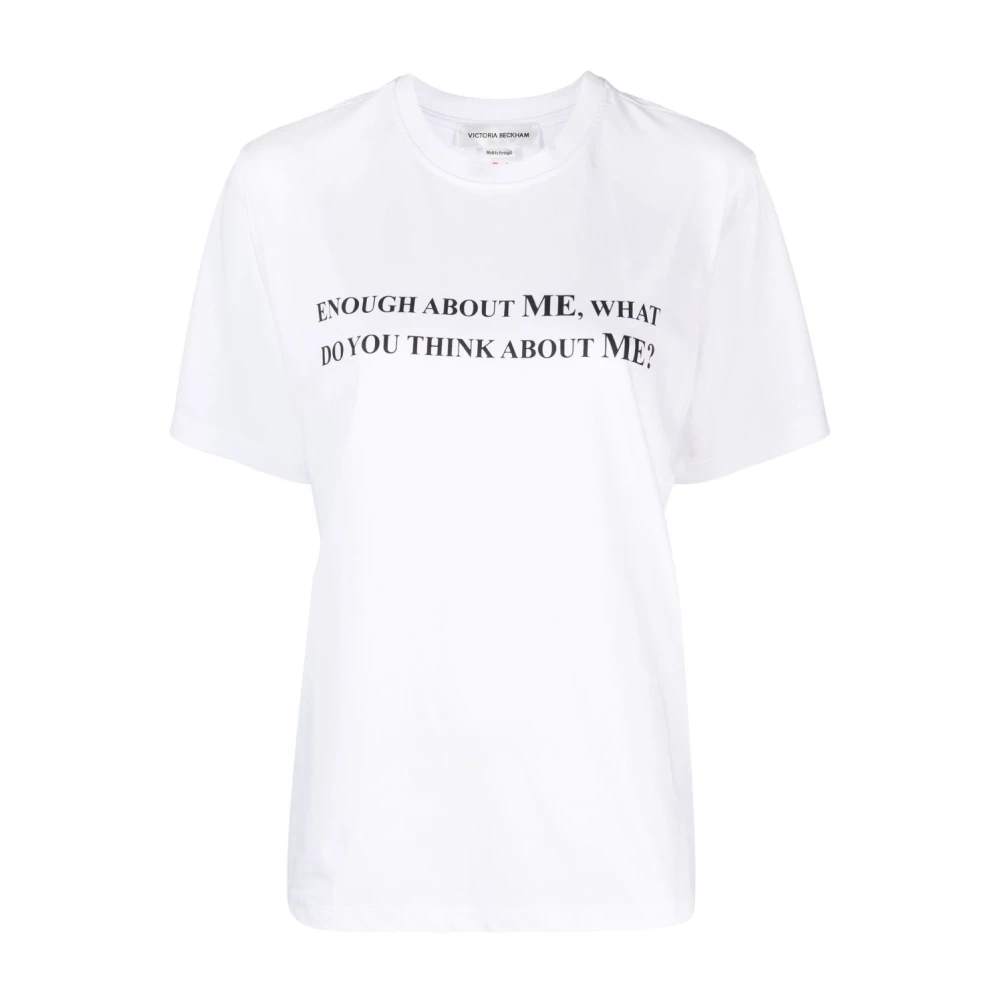 Victoria Beckham Statement Slogan T-shirt voor moderne vrouwen White Dames