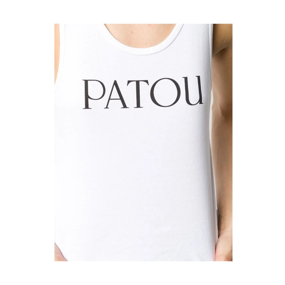 Patou Logo Print Mouwloze Top White Dames