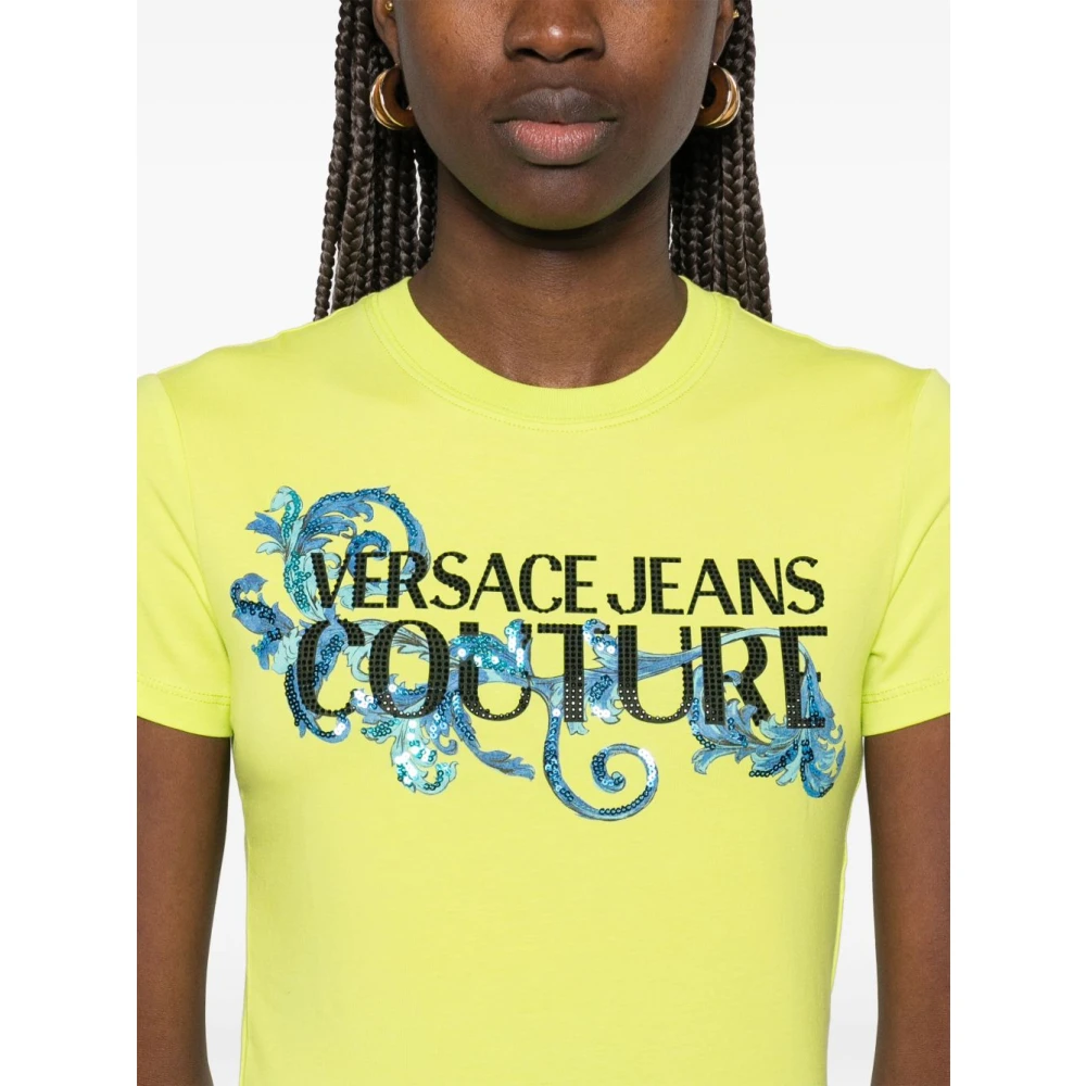 Versace Jeans Couture Kristalversierd Groen T-shirt Green Dames