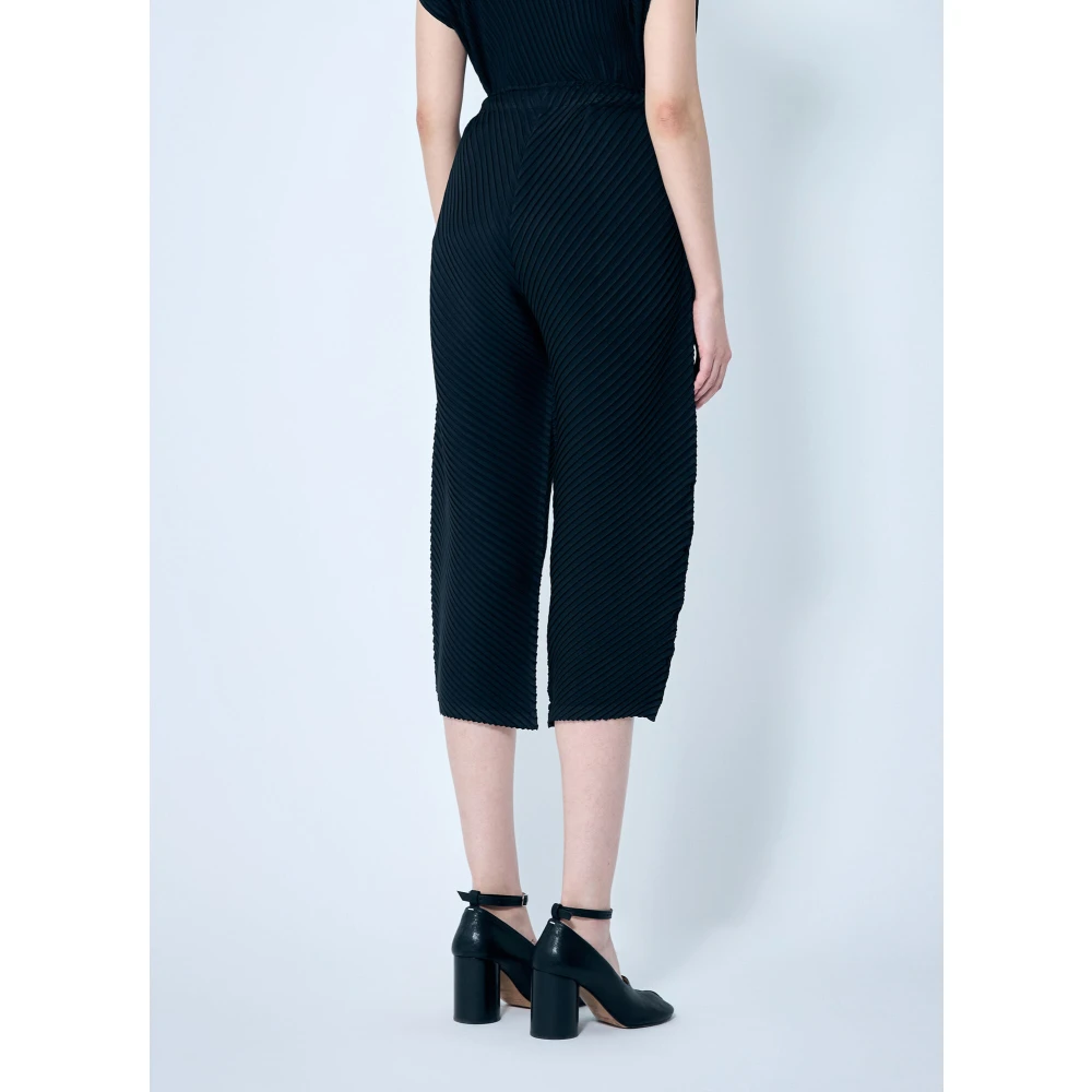 Issey Miyake Elastische Taille Geplooide Broek Black Dames