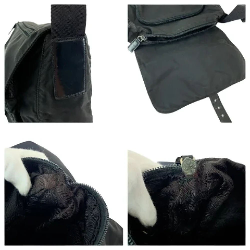 Prada Vintage Pre-owned Canvas shoulder-bags Black Heren