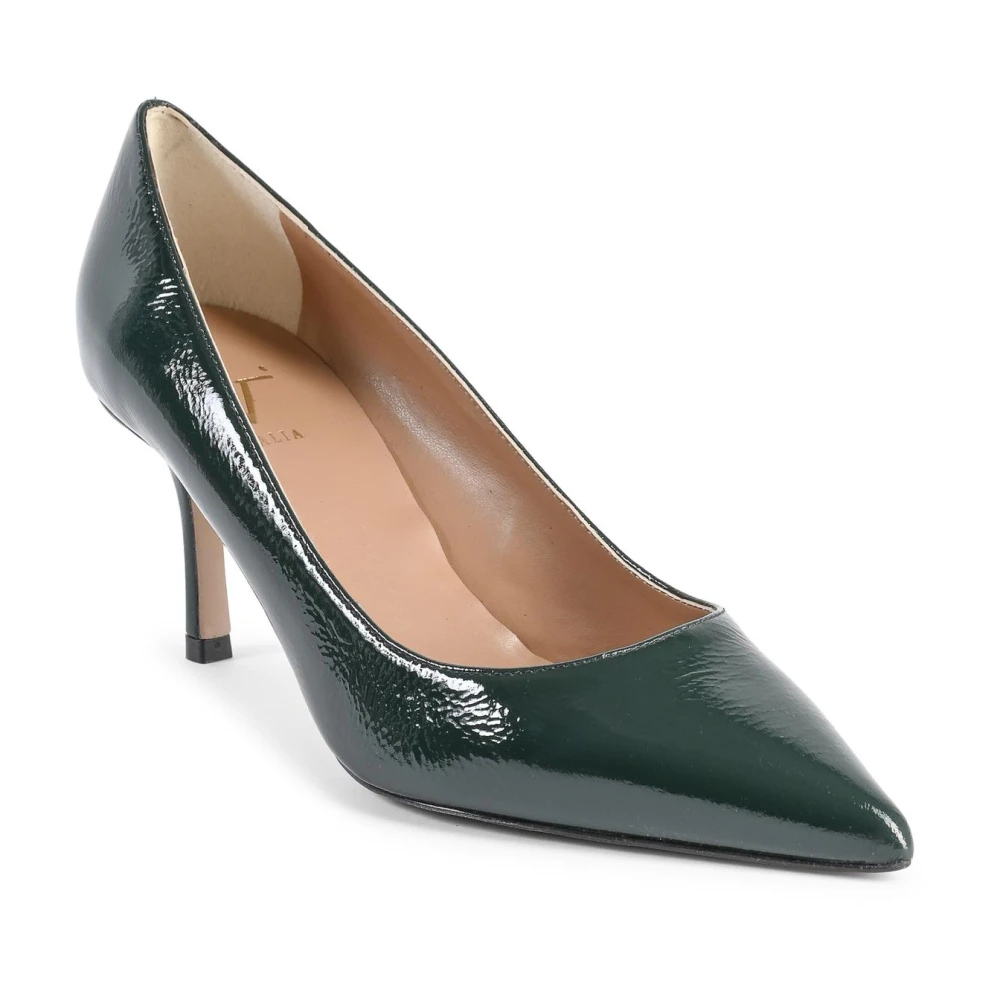 19v69 Italia Gröna läderhögklackade pumps Green, Dam