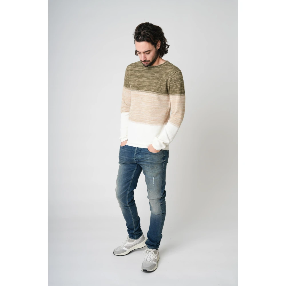 Kultivate Color-Block Triple Panel Sweater Brown Heren