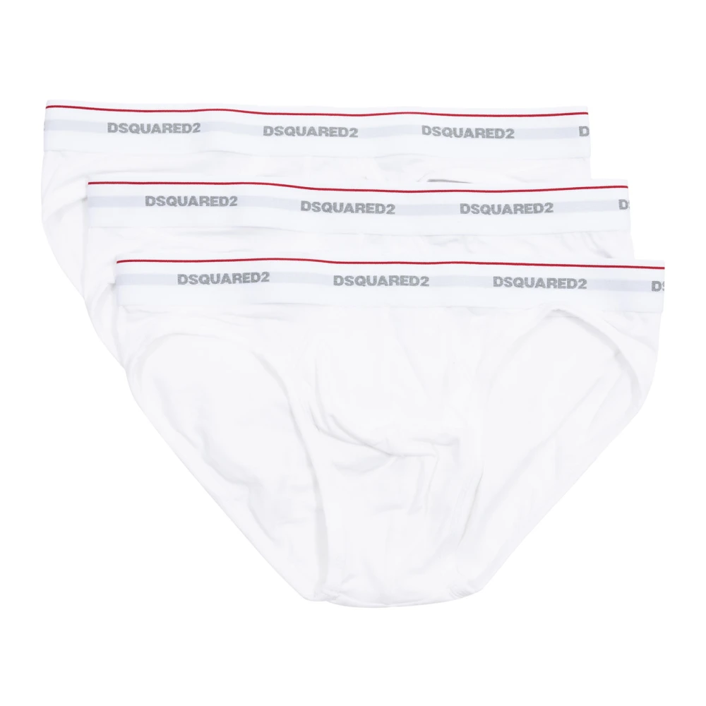 Dsquared2 Effen Briefs 3-Pack met Logo Taille White Heren