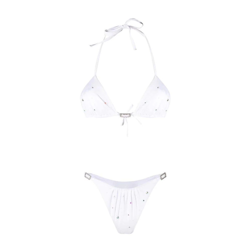 Alessandra Rich Bikini set met strass-steentjes White Dames