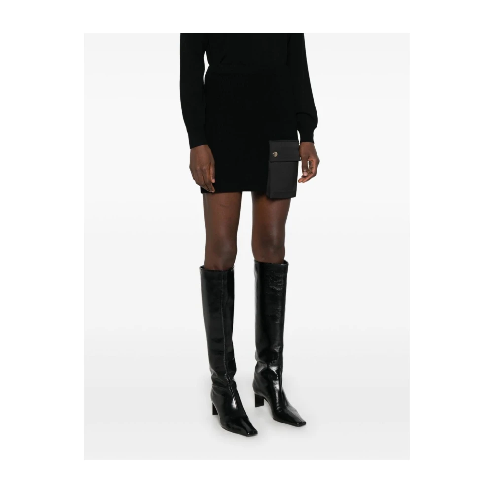 Liu Jo Zwarte Geribbelde Gebreide Rok Black Dames