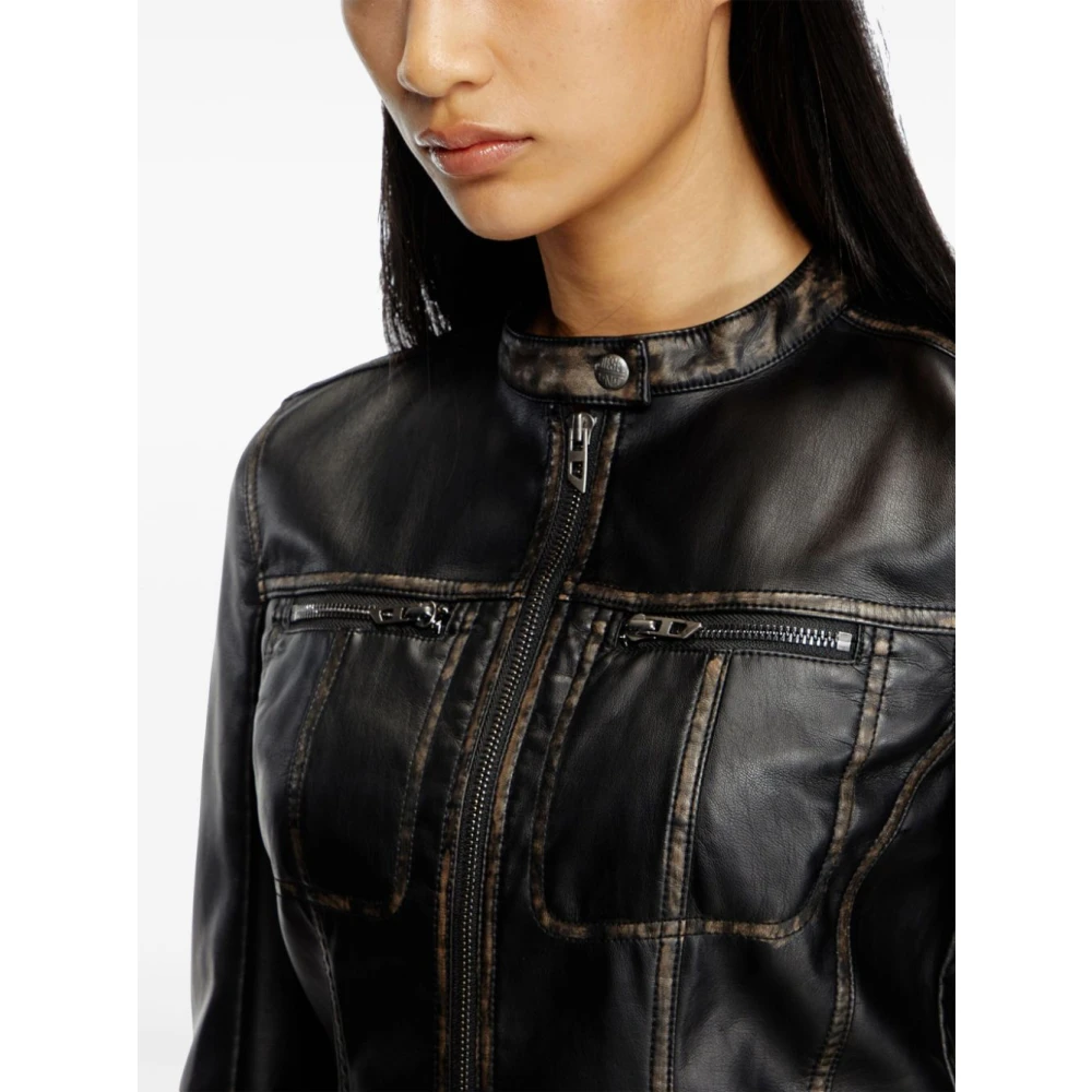 Diesel Zwarte jas met rits en kraag Black Dames