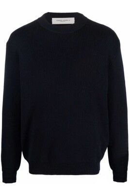 pull-en-tricot-bleu-avec-patch-logo