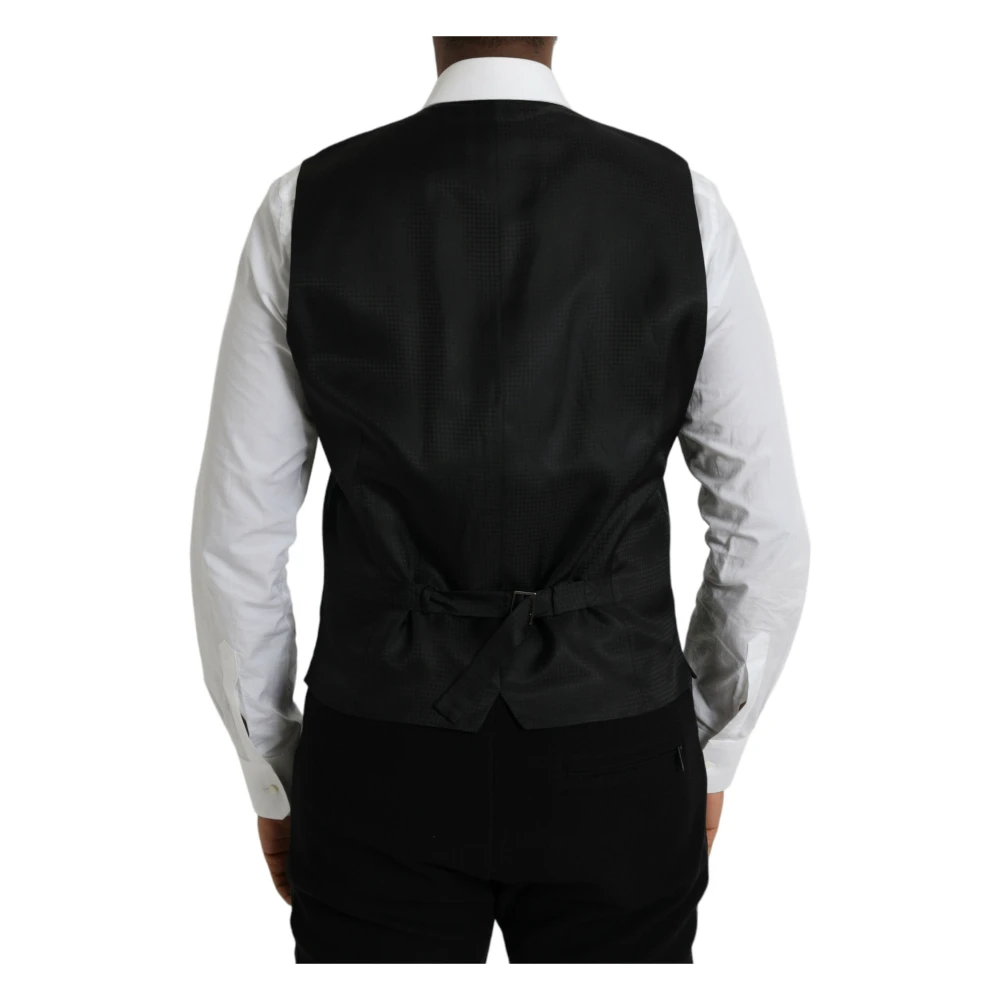 Dolce & Gabbana Zwart Wol Formeel Jurk Vest Black Heren
