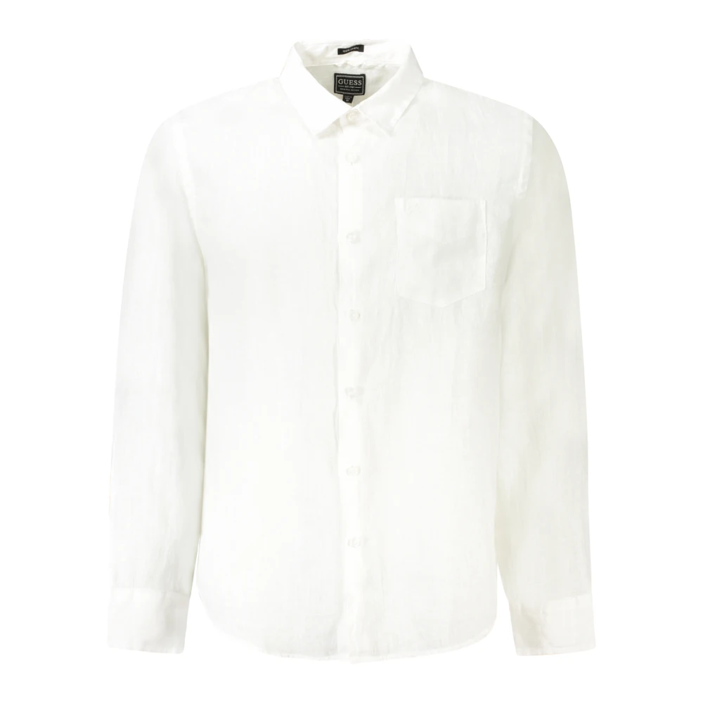Guess Men's White Long Sleeve Shirt - Formal Shirts - M - Shirts