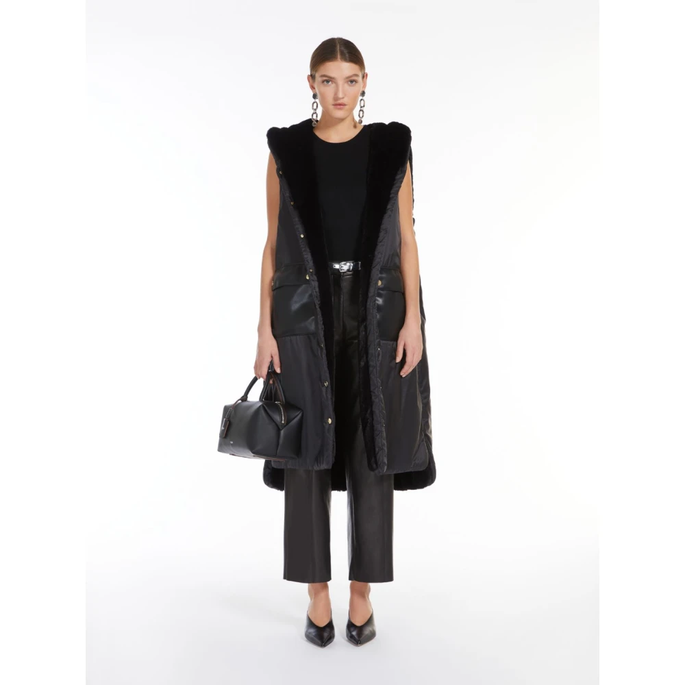 Max Mara Omkeerbaar waterafstotend vest met capuchon Black Dames