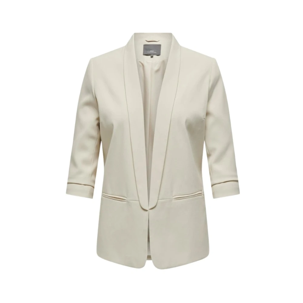 ONLY CARMAKOMA rechtvallende blazer CARELLY met plooien beige