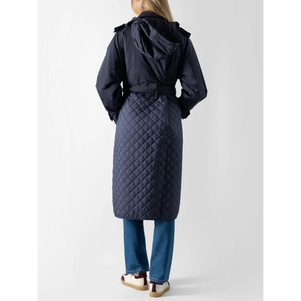 Max Mara Weekend Stijlvolle regenjas met afneembare capuchon Blue Dames