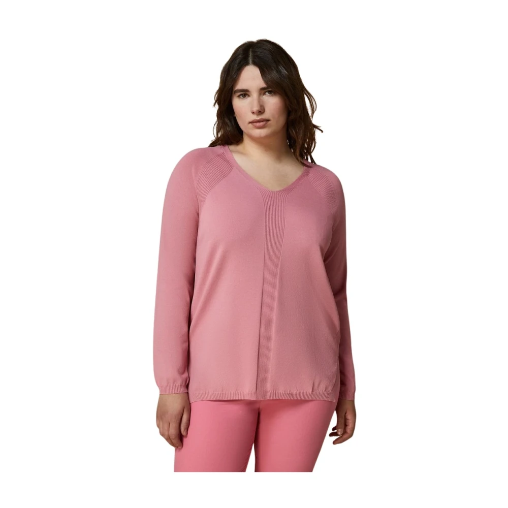 Marina Rinaldi Roze trui met V-hals Pink Dames