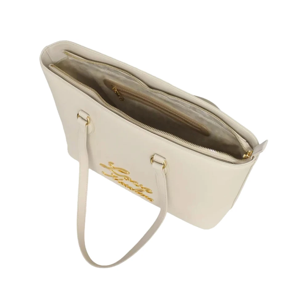 Moschino Ivoor Schoudertas met Gouden Details Beige Dames