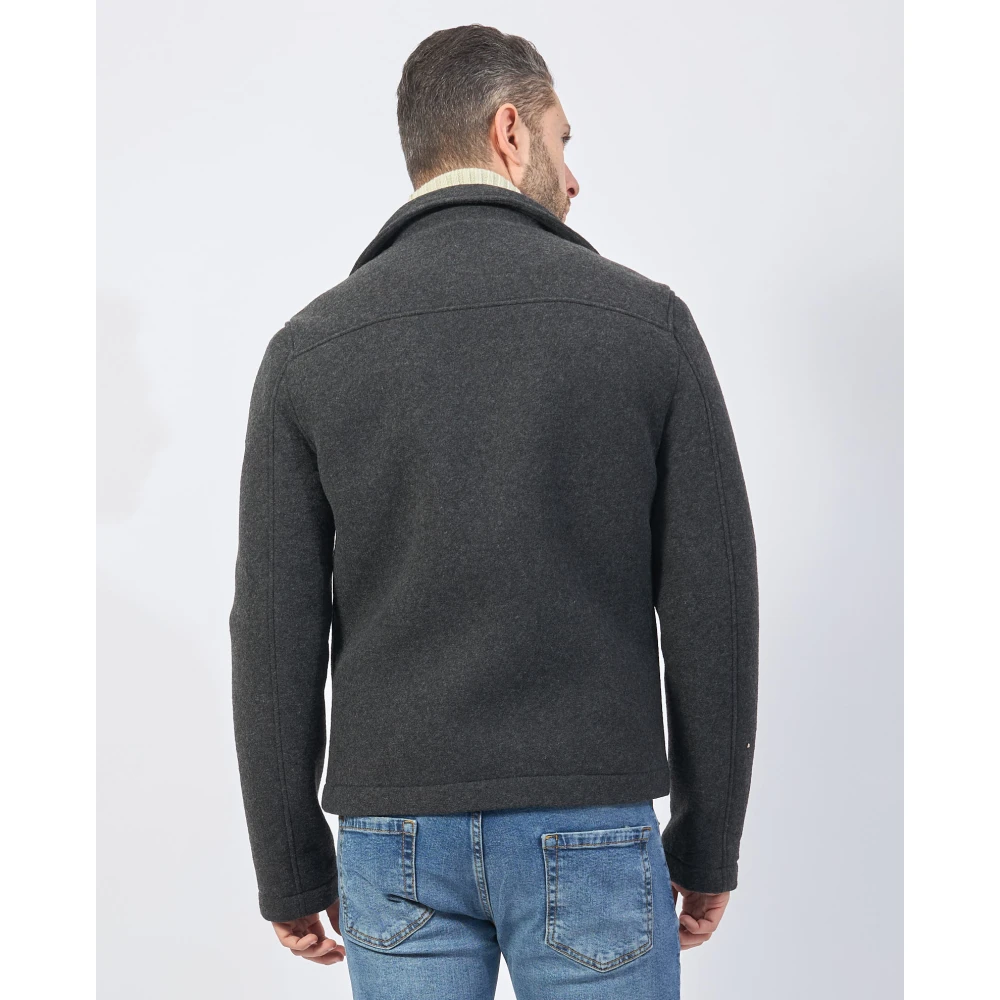 YES ZEE Grijze dubbelrijige wollen jas Gray Heren