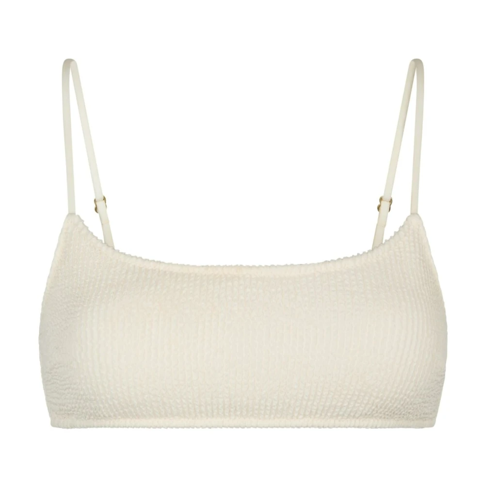 Beige Sand Crepe Bikini Top, Farge: Hvit, Størrelse: L, Kvinner
