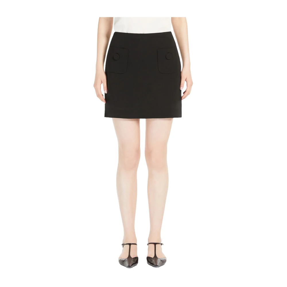 Max Mara Studio Cady Mini Rok A-Lijn Stijl Black Dames