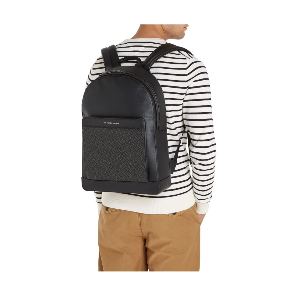 Tommy Hilfiger Zwarte Monogram Rugzak voor Mannen Black Heren