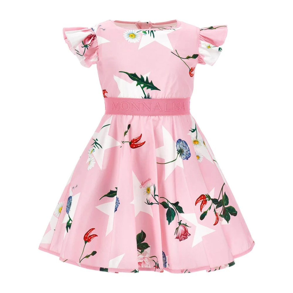 Monnalisa Girls Pink Dresses, 5 Y, Cotton Dress