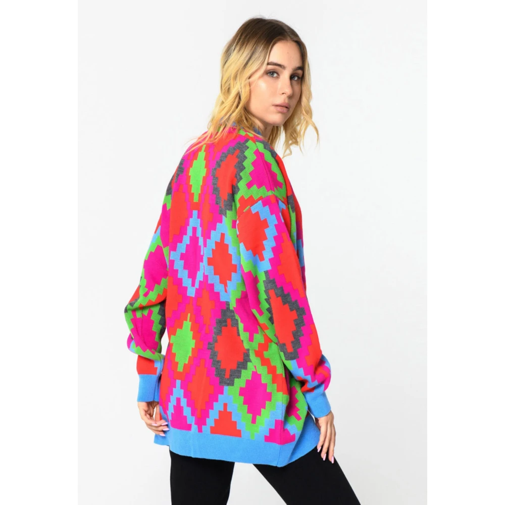 Cesare Gaspari Multicolor Button-Up Cardigan Fuchsia Multicolor Dames