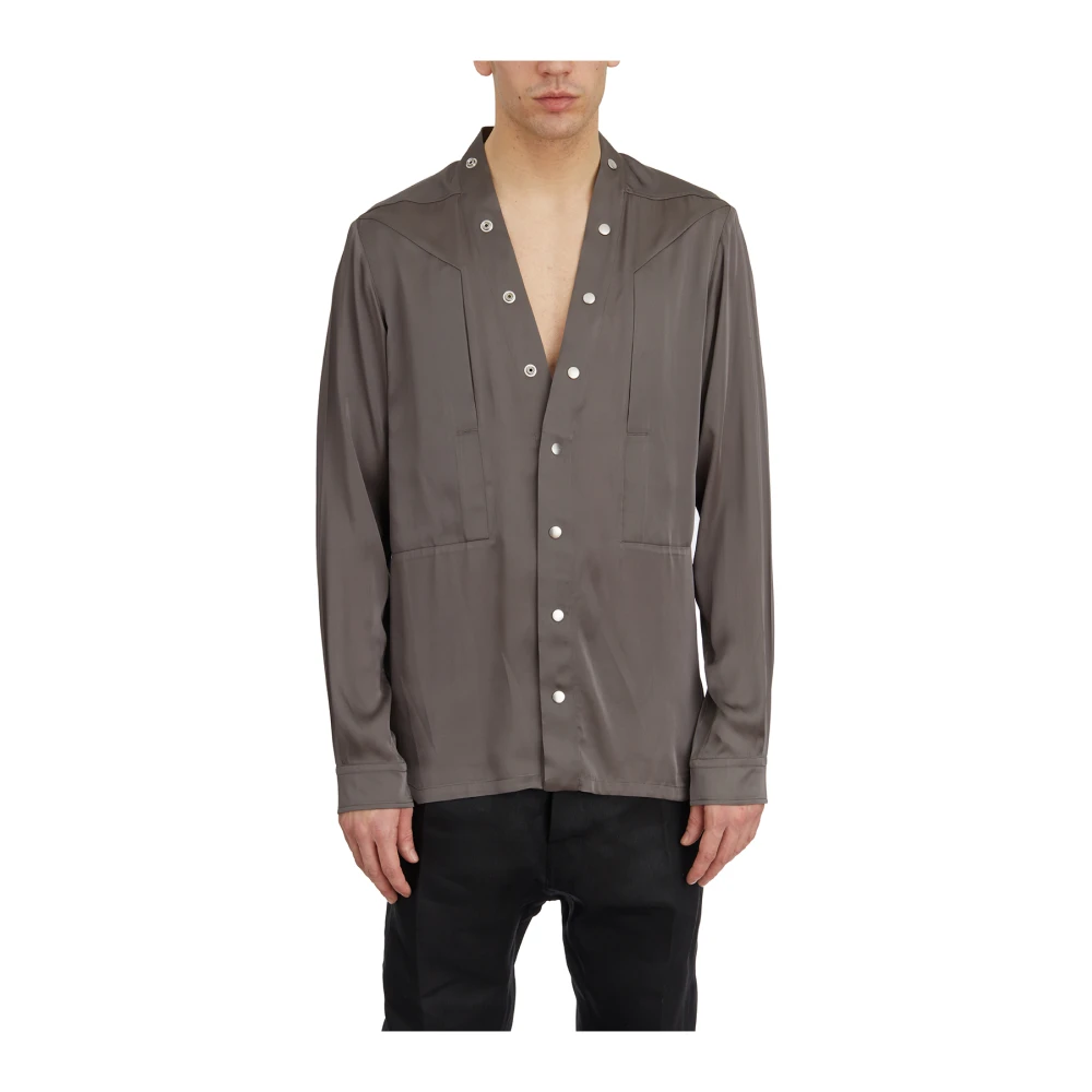 Rick Owens Larry Pogpocket Dust Shirt Gray Heren