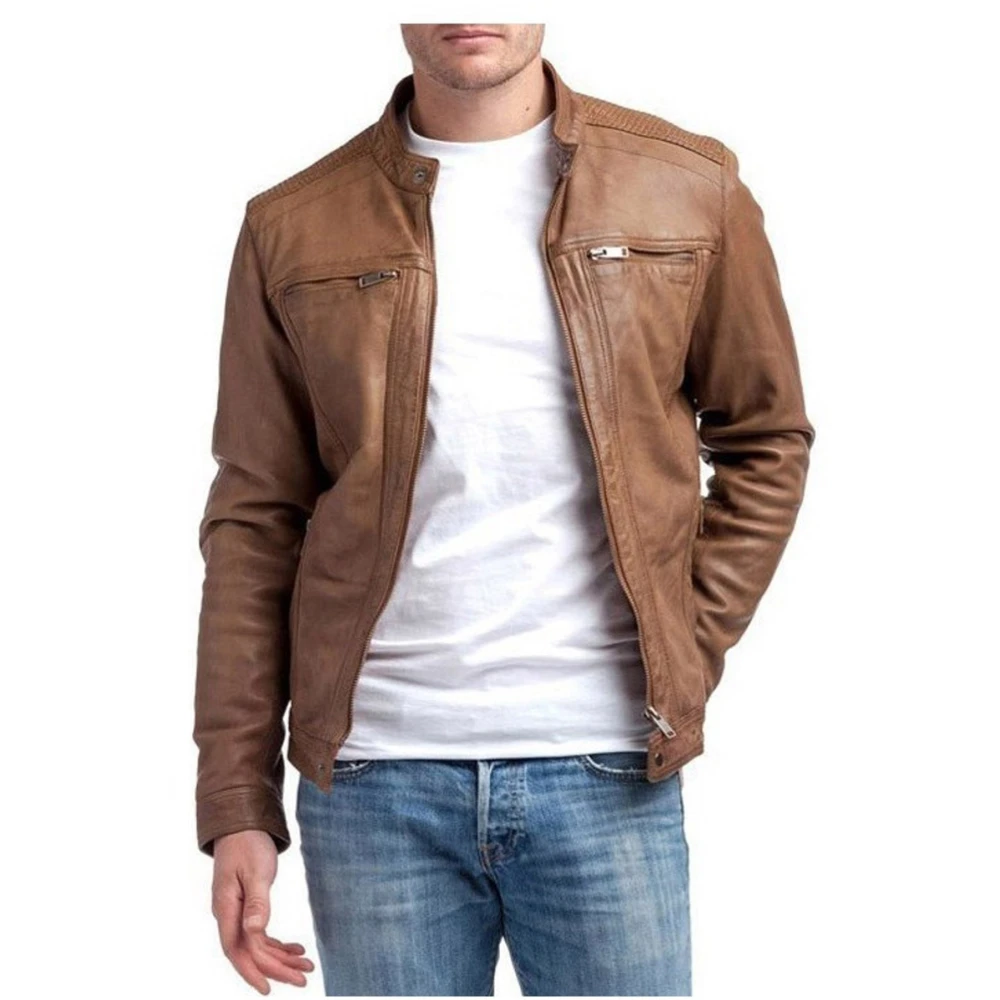 Le Temps Des Cerises Vintage Bikerjack voor Mannen Brown Heren