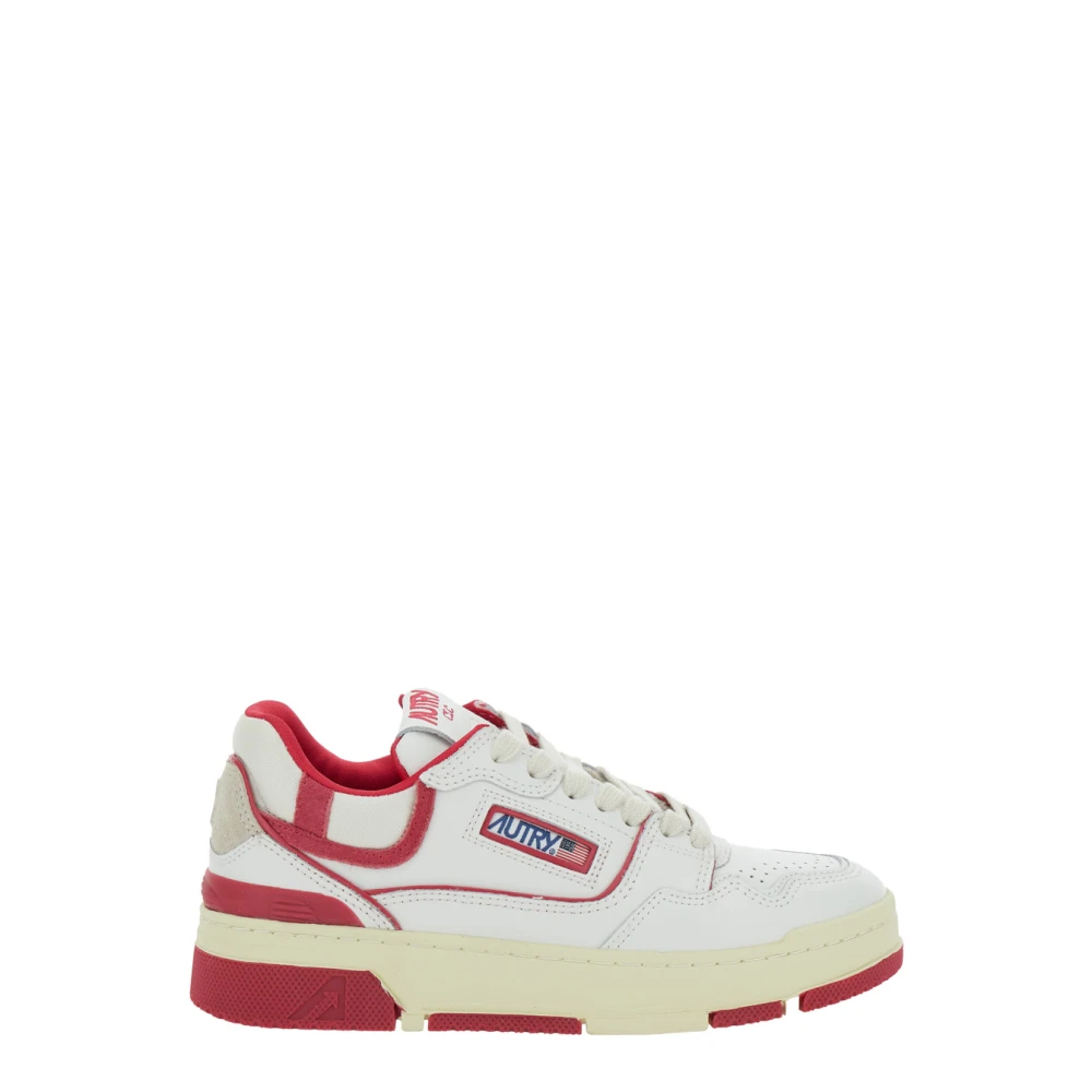 Autry Witte Logo Patch Sneakers Lederen Mix White Dames