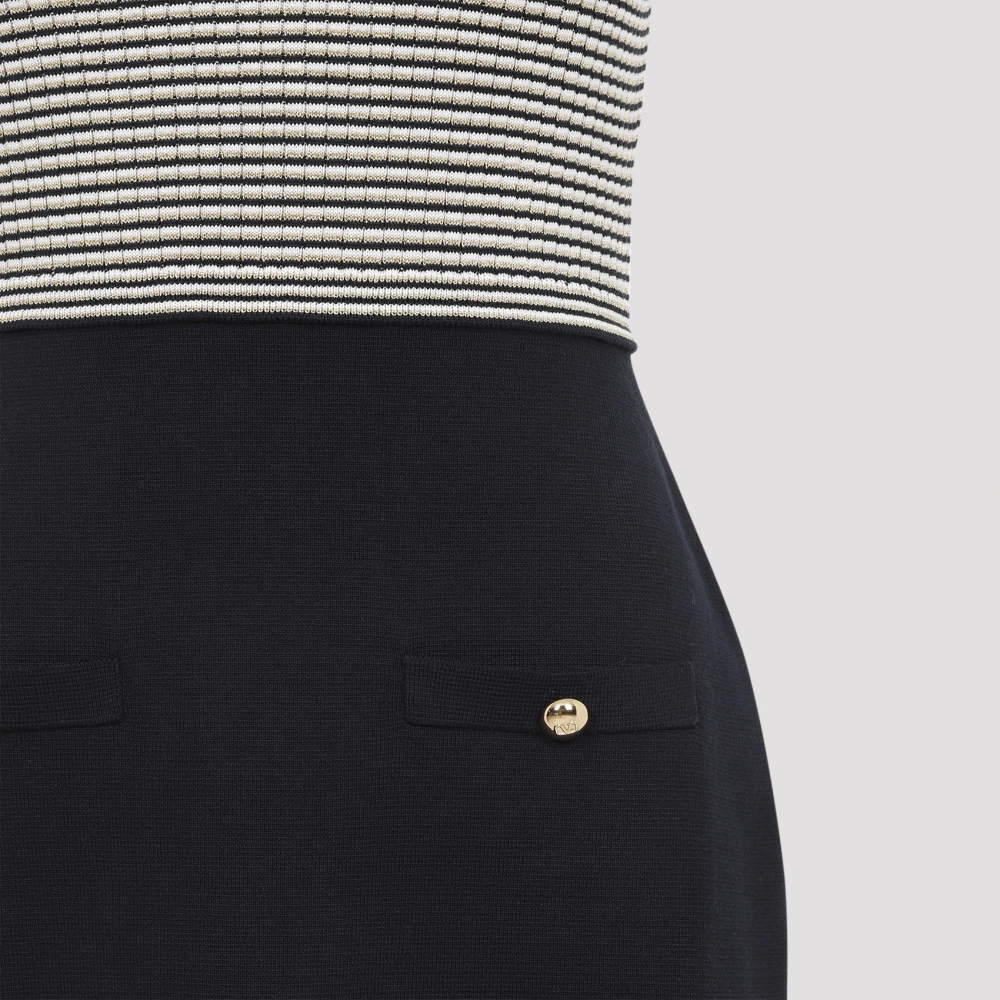 Valentino Elegante Gebreide Jurk in Ivoor Marine Blue Dames
