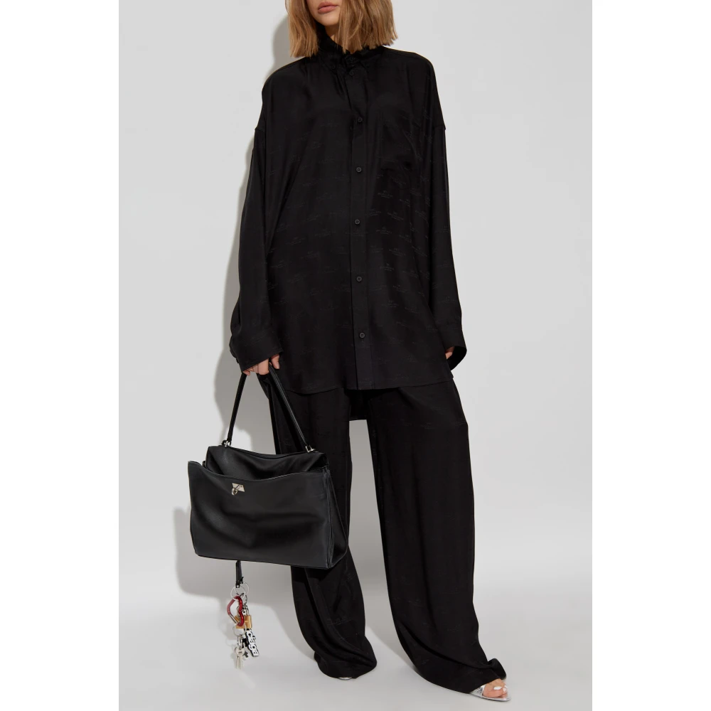 Balenciaga Zijden shirt met zak Black Dames