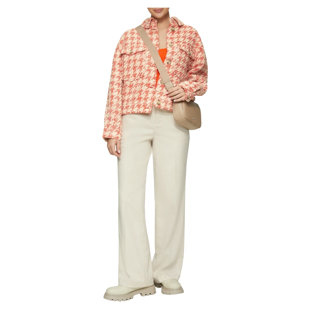 s.Oliver Gebloemde Bouclé Jas Orange Dames