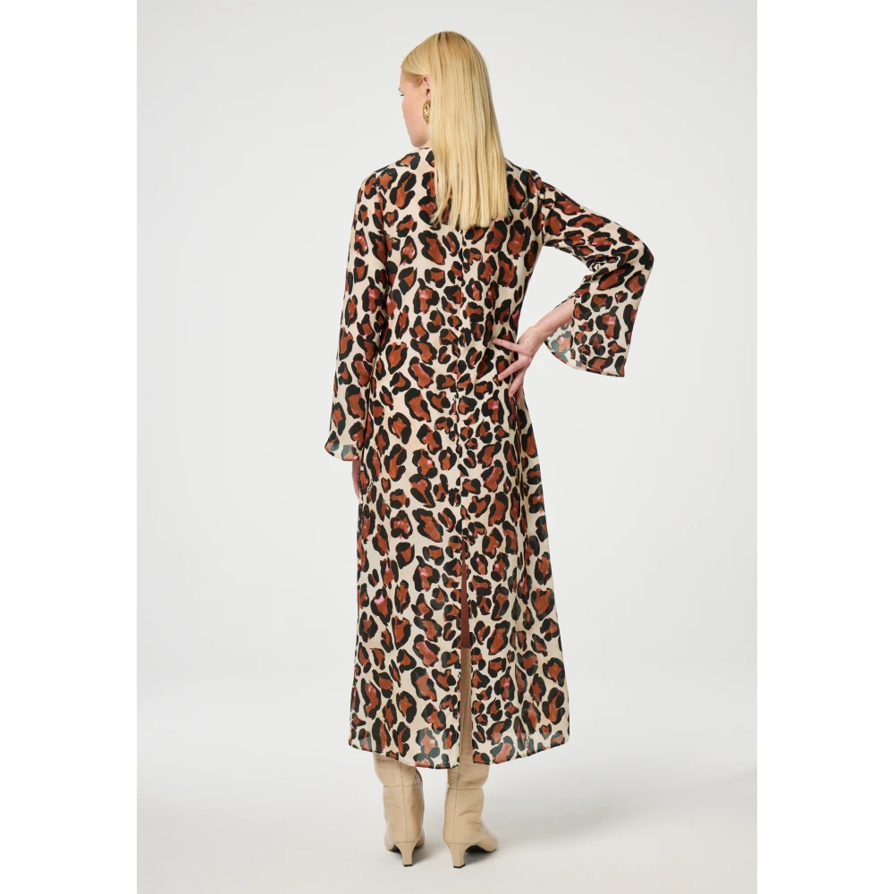 Fabienne Chapot Luipaardprint Midi Jurk Brown Dames