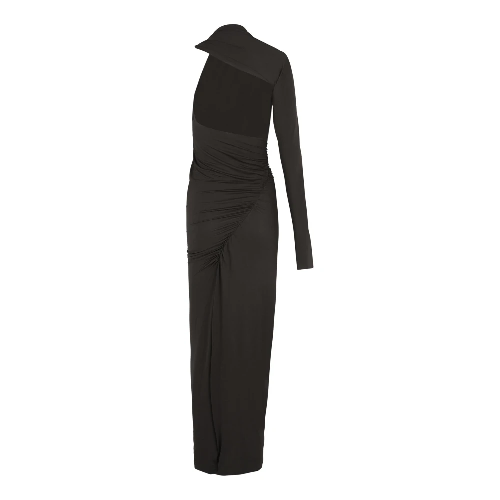 Cortana Asymmetrische Cupro Stretch Jurk Black Dames