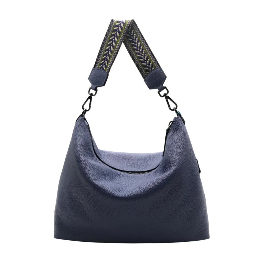 Gabs Leren schoudertas met ritssluiting Blue Dames