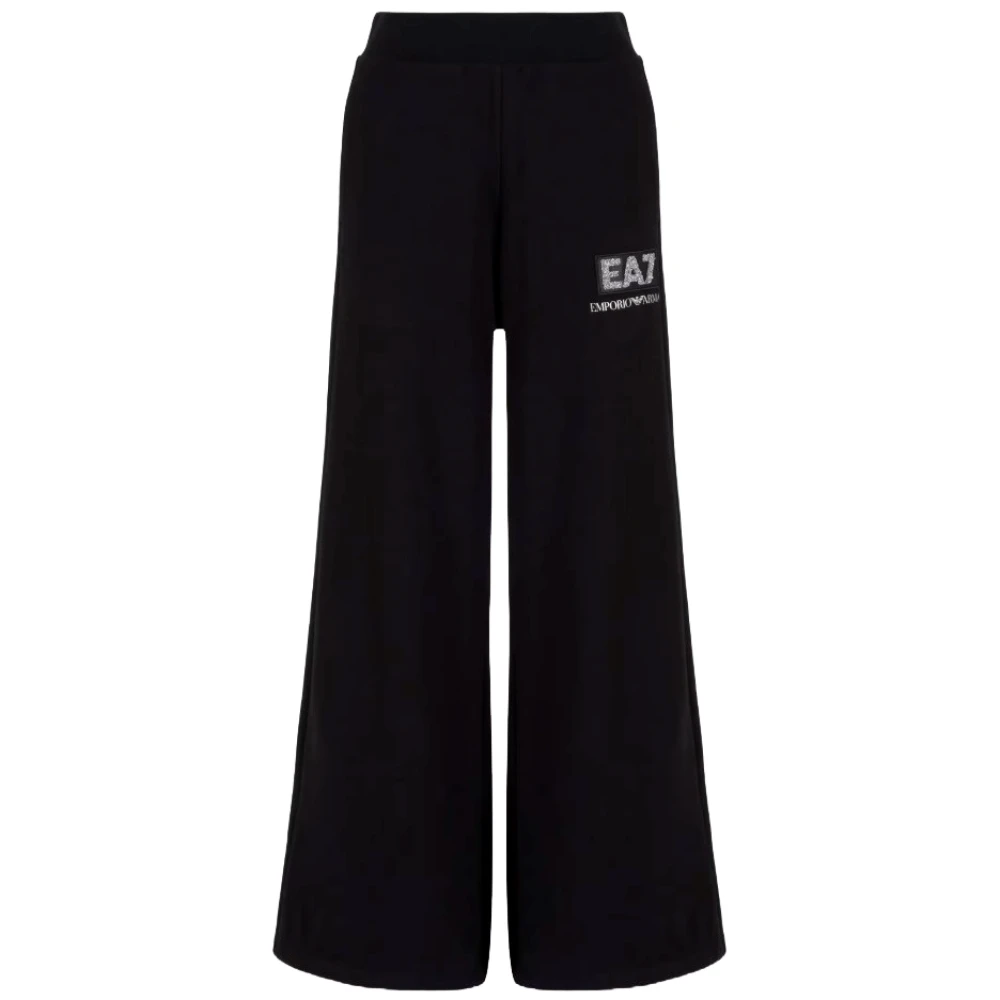 Emporio Armani Ea7 Vrouw Zwart Elastisch Logo Kristal Motief Regular Fit