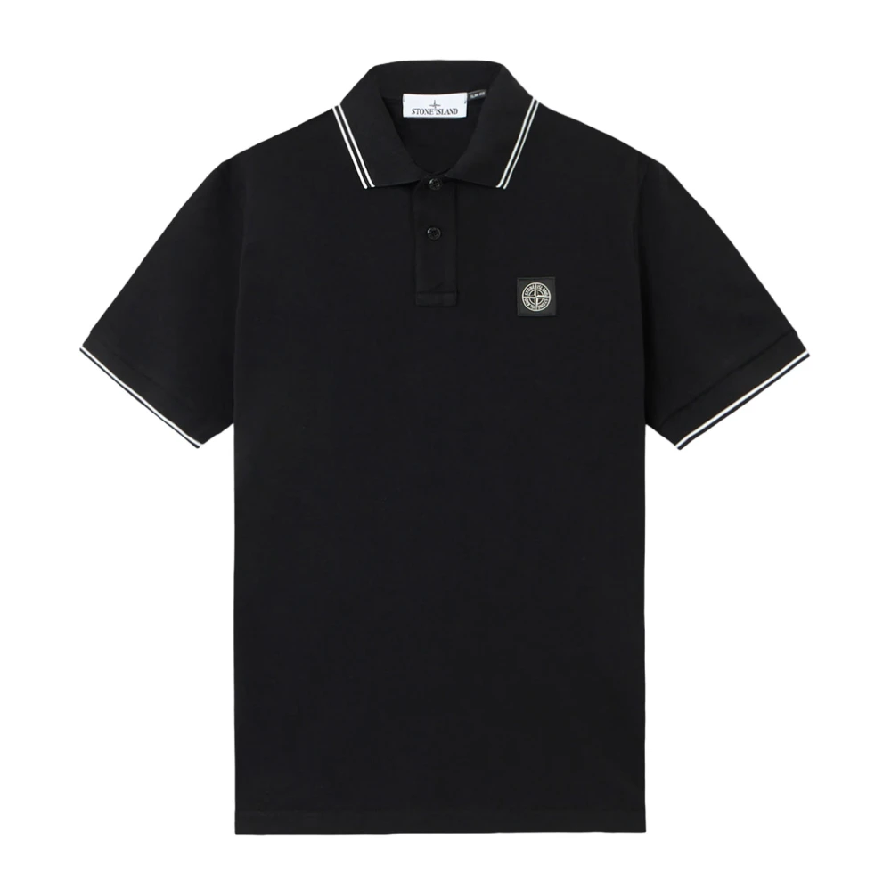 Stone Island Men's Black Polo Shirts, Xl, Logo Polo Shirt