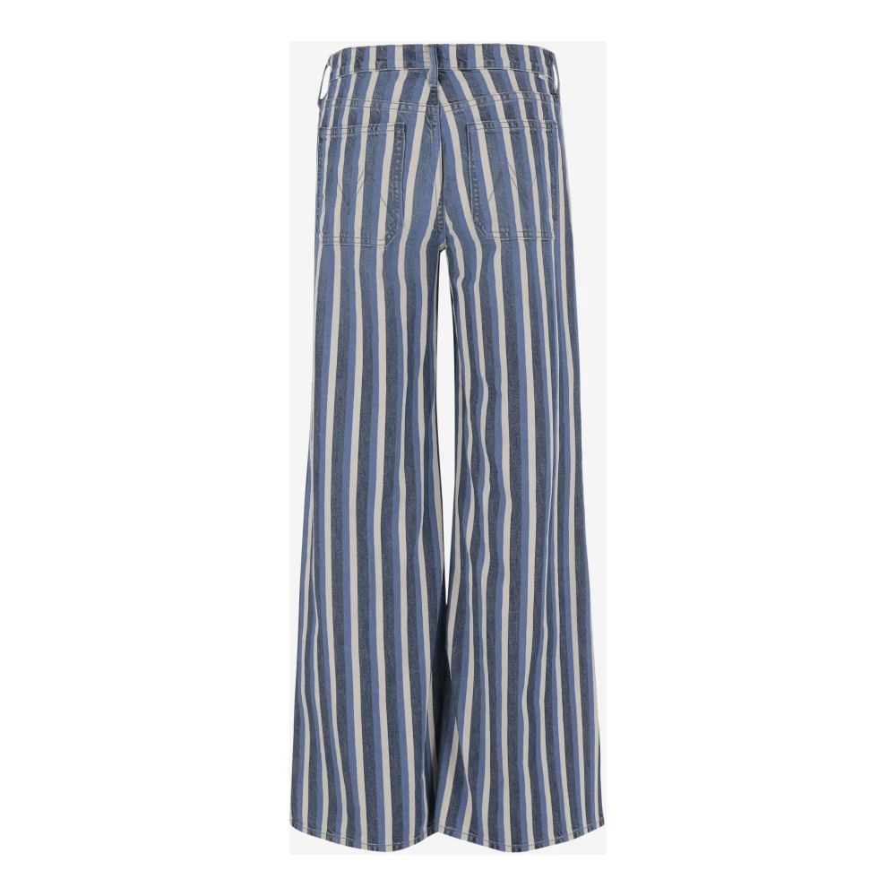 Mother Gestreepte Wijde Denim Jeans Blue Dames