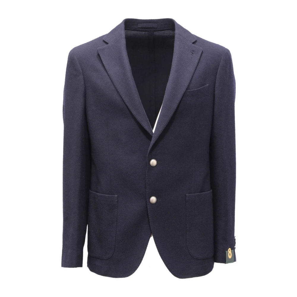 L.b.m. 1911 Men's Blue Blazers, S, Soft Wool Blend Textured Jacket