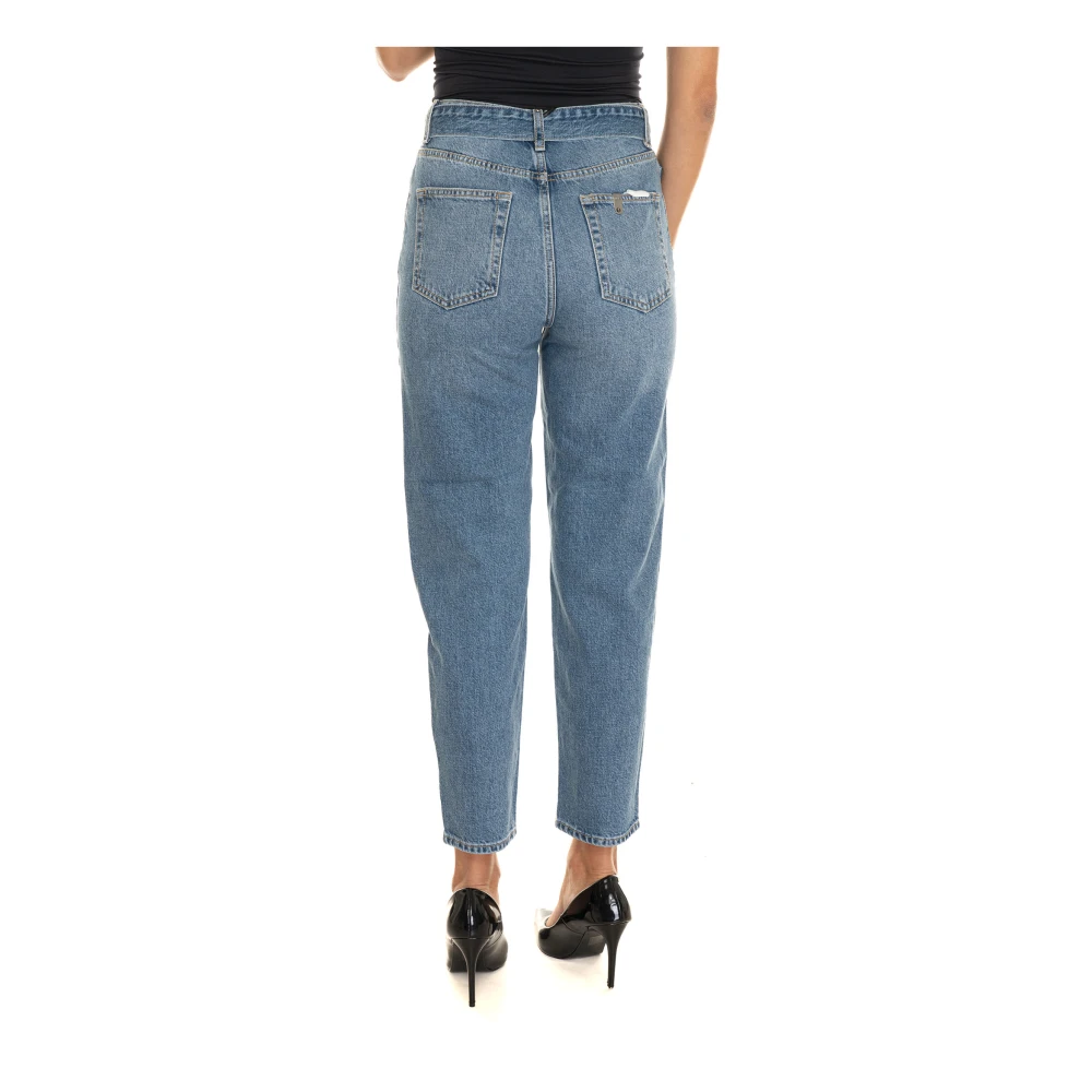Liu Jo Hoge taille katoenen jeans met riem Blue Dames