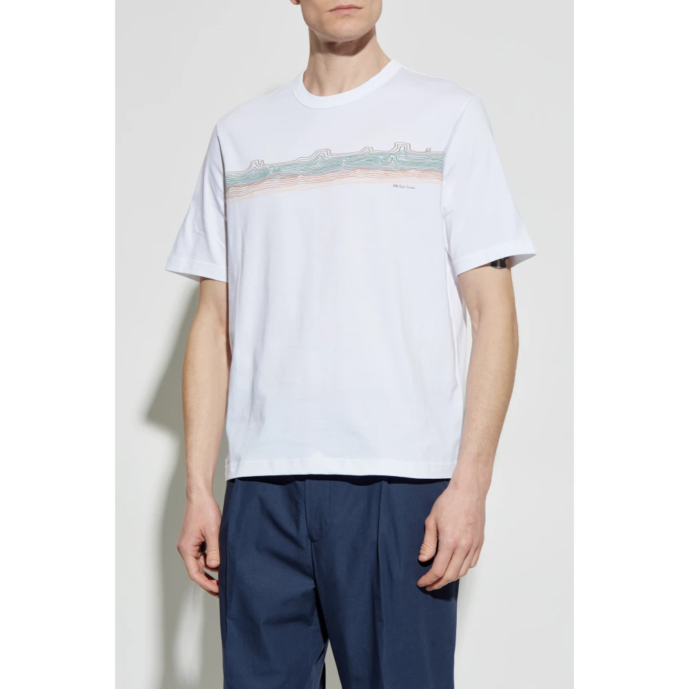 PS By Paul Smith Bedrukt T-shirt White Heren