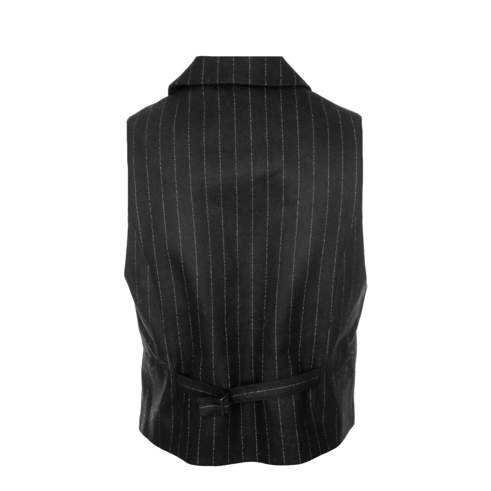Munthe Elegante Vest met Nadelstrepen Black Dames